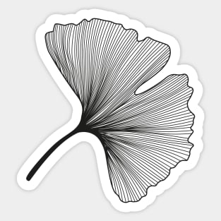 Ginkgo Biloba leaf black & white Sticker